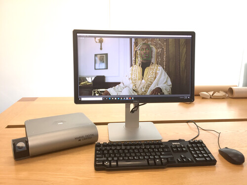  The Edge Computing AI Chip (with desktop machine) developed by  Marvel Digital AI Limited.
